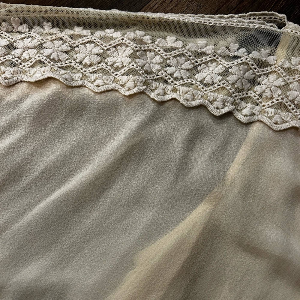 Love Sam Cream Boho Silk Lace Detail Blouse - Picture 4 of 6